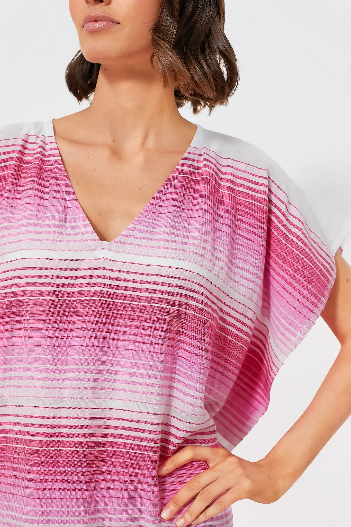 Feven Fuchsia Dalila V Neck Caftan