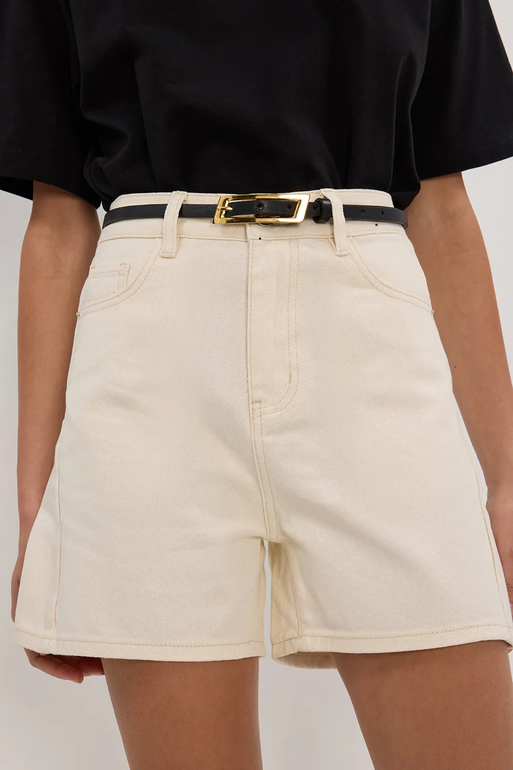 FINN CREAM DENIM SHORT