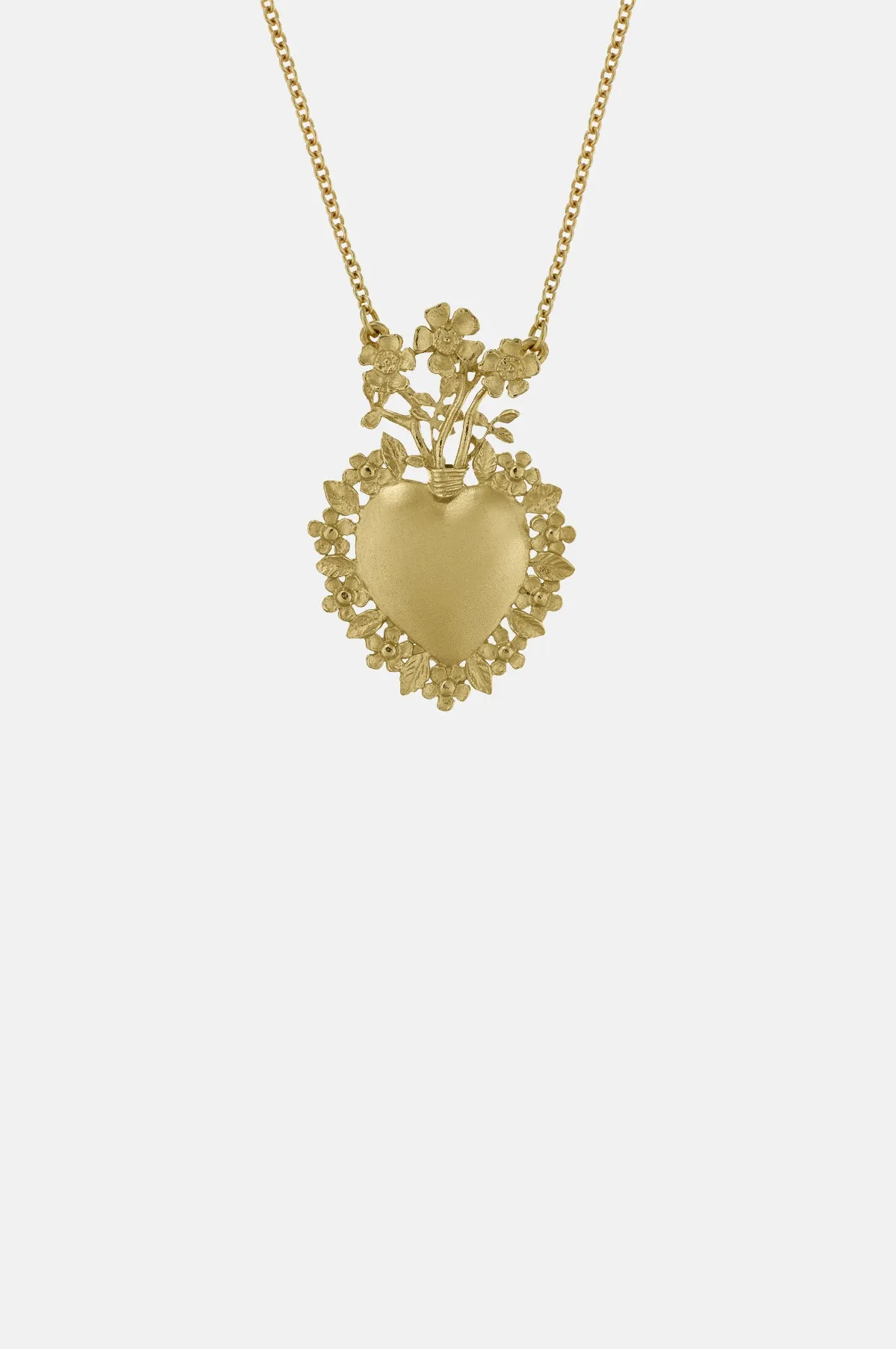 Floral Sacred Heart Necklace Gold