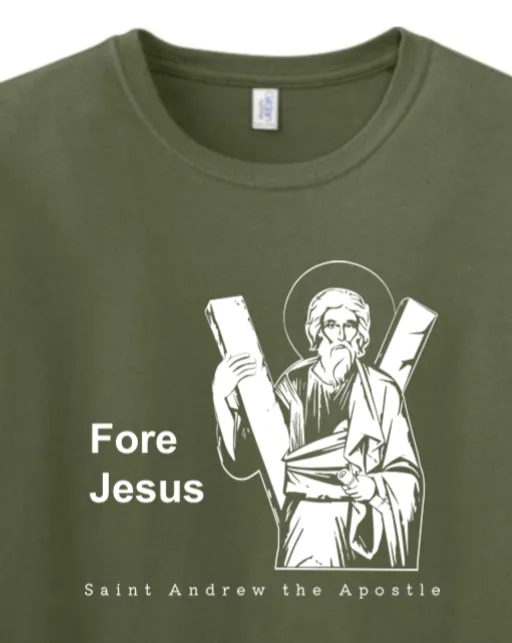 Fore Jesus - St. Andrew the Apostle Adult T-Shirt