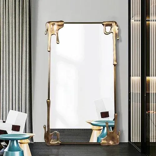 French Square Vanity Mirror - Artistic Style Wood Wall-Mounted Decor