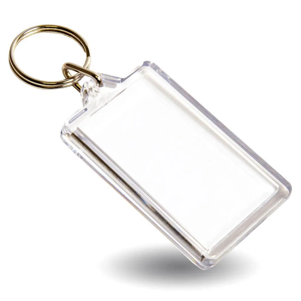 G1 Rectangular Blank Plastic Photo Insert Keyring - 50 x 30mm - Pack of 50