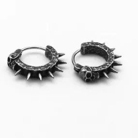 Goth Skull Spiked Hoop Earrings