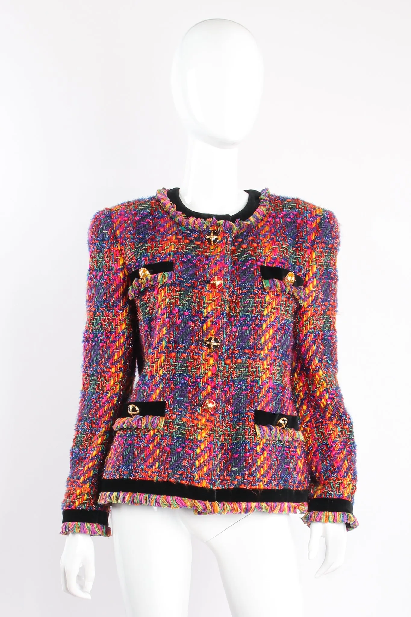 Hot Rainbow Tweed Jacket & Skirt Set