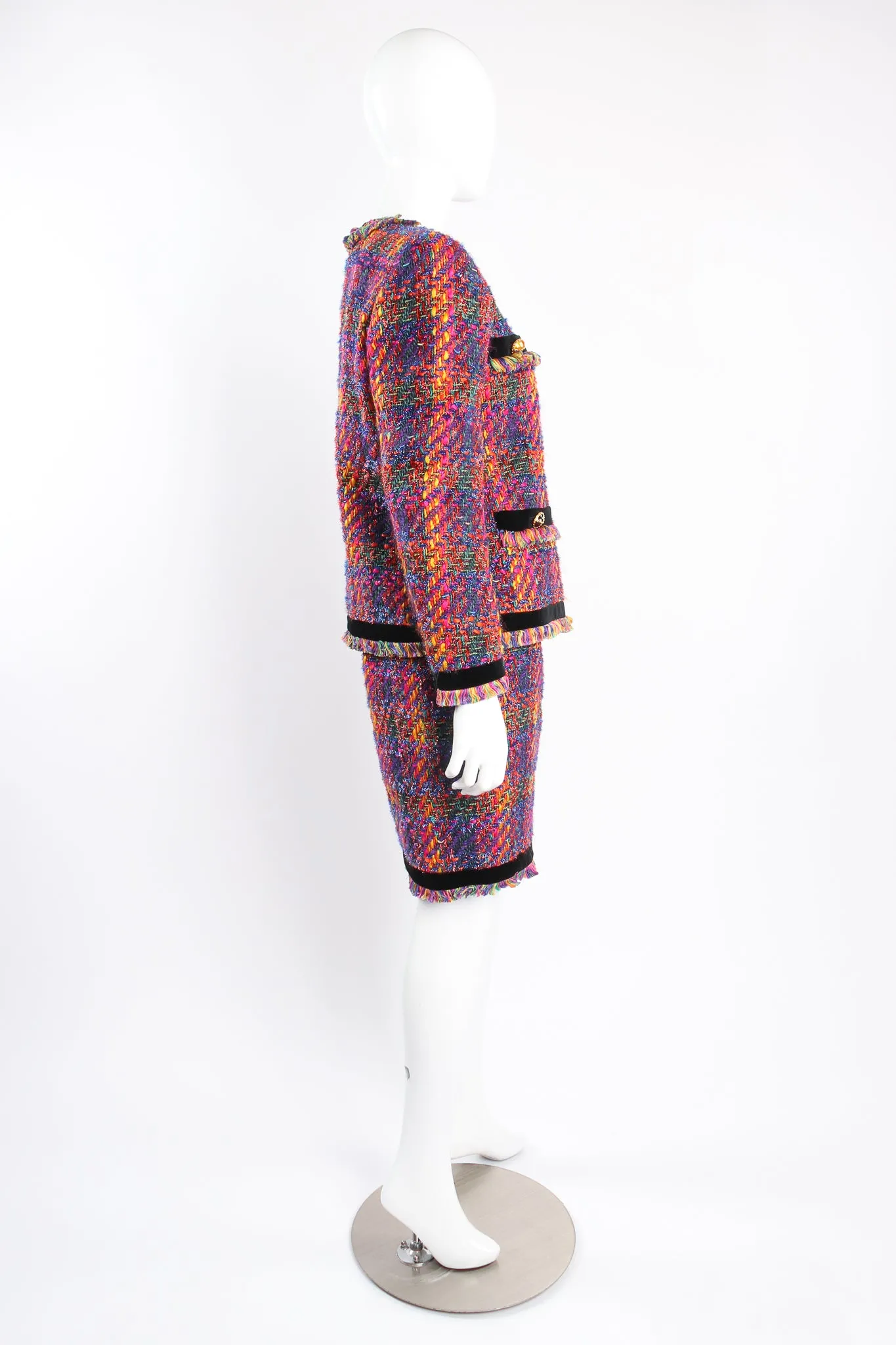 Hot Rainbow Tweed Jacket & Skirt Set