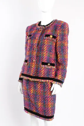 Hot Rainbow Tweed Jacket & Skirt Set