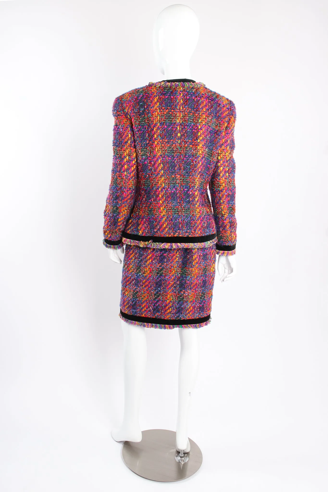 Hot Rainbow Tweed Jacket & Skirt Set