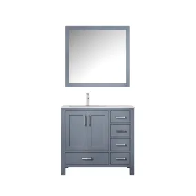 Jacques Modern Dark Grey 36 Single Sink Vanity with Mirror - Left Version | LJ342236SBWQM34L