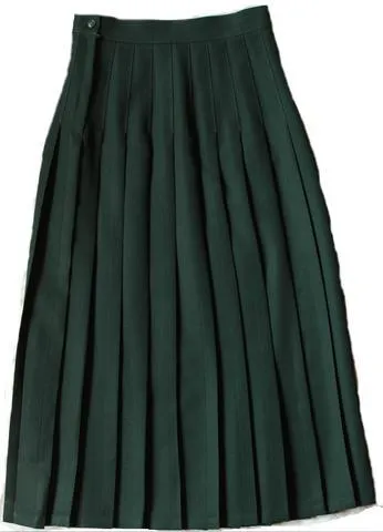 Junior High High School Green Knife Pleated Skirt