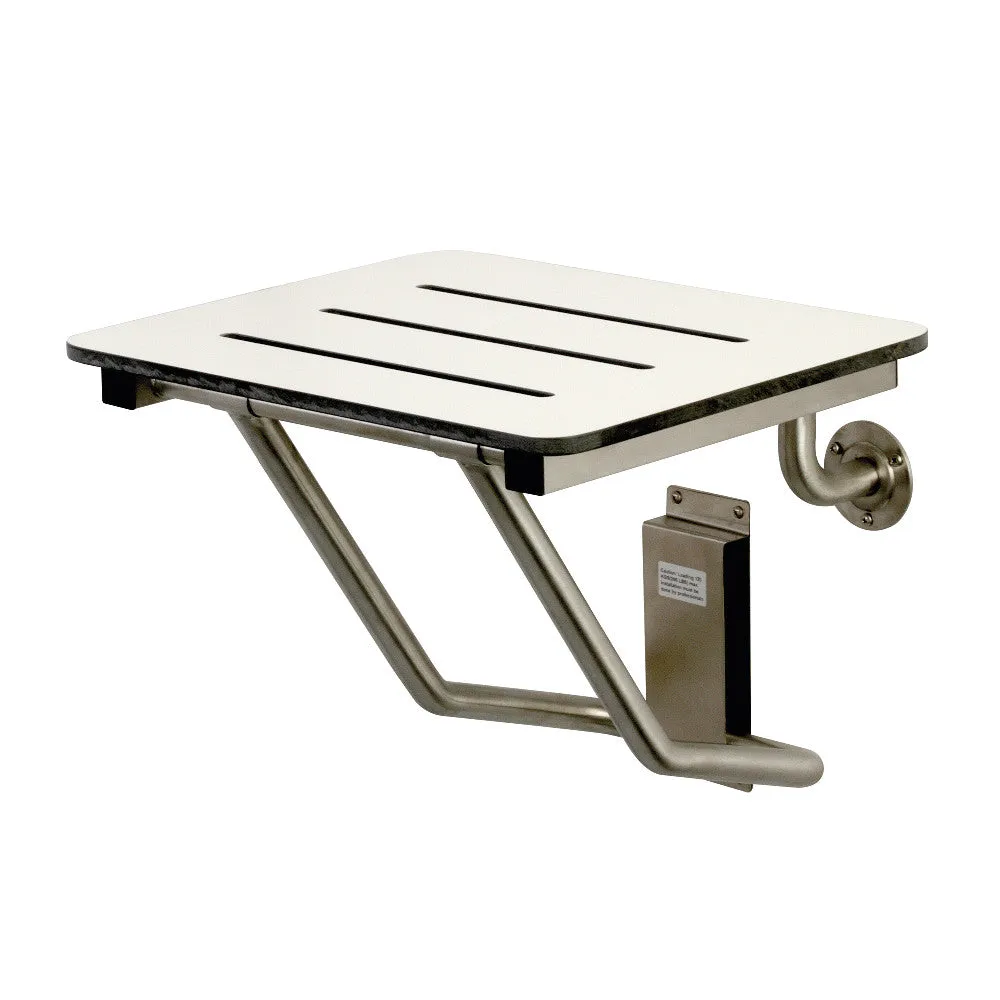 Kingston Brass KBSS1816 Adascape 18 x 16 Wall Mount Fold Down Shower Seat, Brushed Stainless Steel