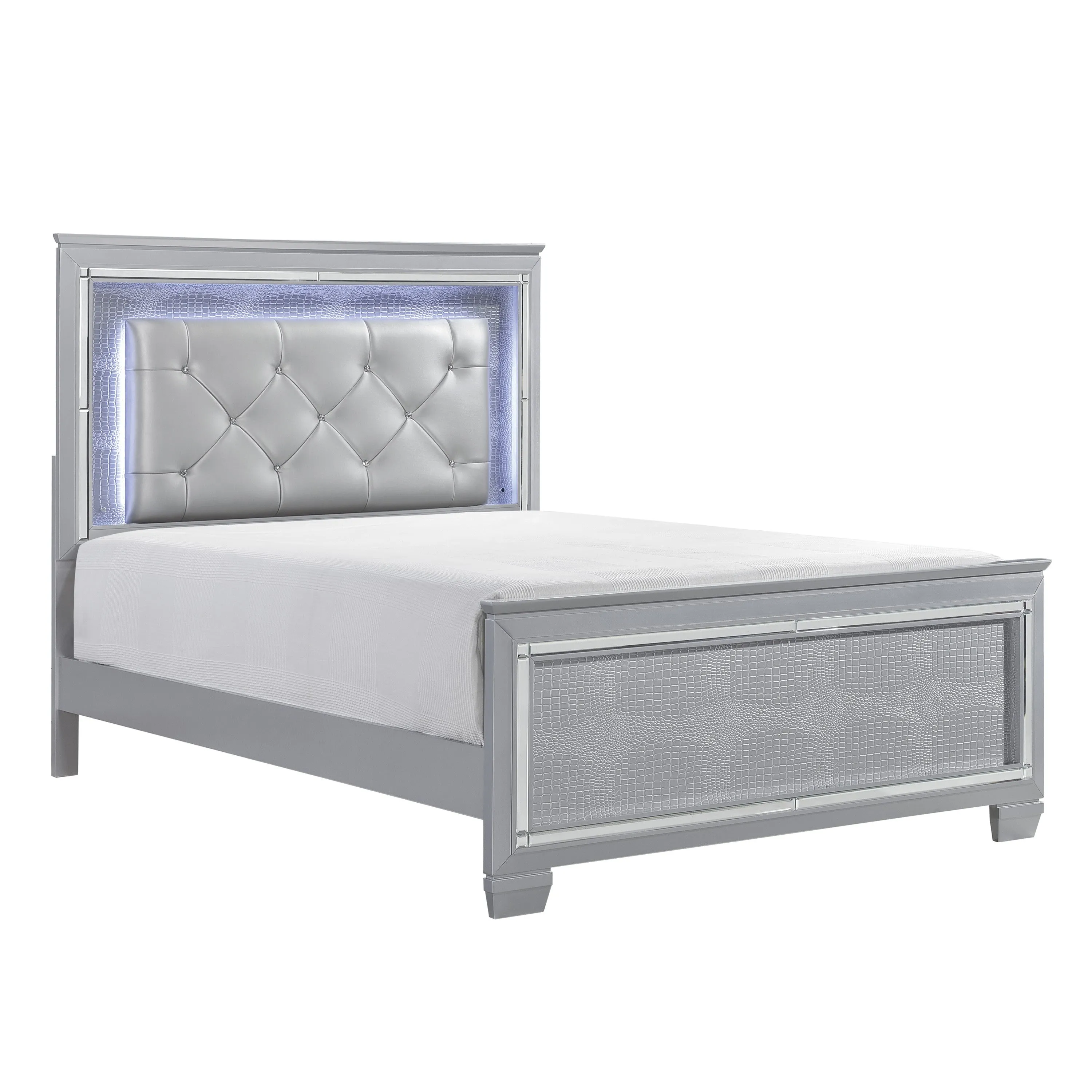 Kode Gold Silver Champagne LED Lighting Queen Bed