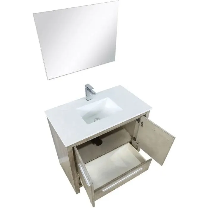 Lexora Lafarre Contemporary 36 Rustic Acacia Single Sink Bathroom Vanity Set w/ Balzani Gun Metal Faucet | LLF36SKSOSM28FGM