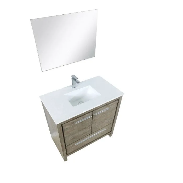 Lexora Lafarre Contemporary 36 Rustic Acacia Single Sink Bathroom Vanity Set w/ Balzani Gun Metal Faucet | LLF36SKSOSM28FGM