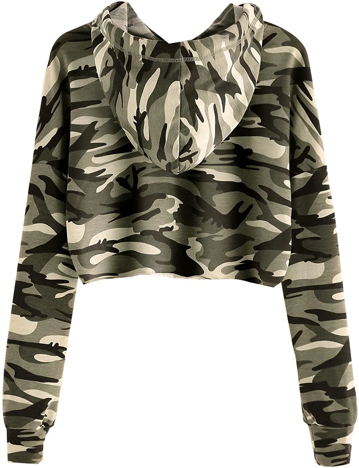 MakeMeChic Women's Camo Printed Long Sleeve Sweatshirt Crop Top Hoodies