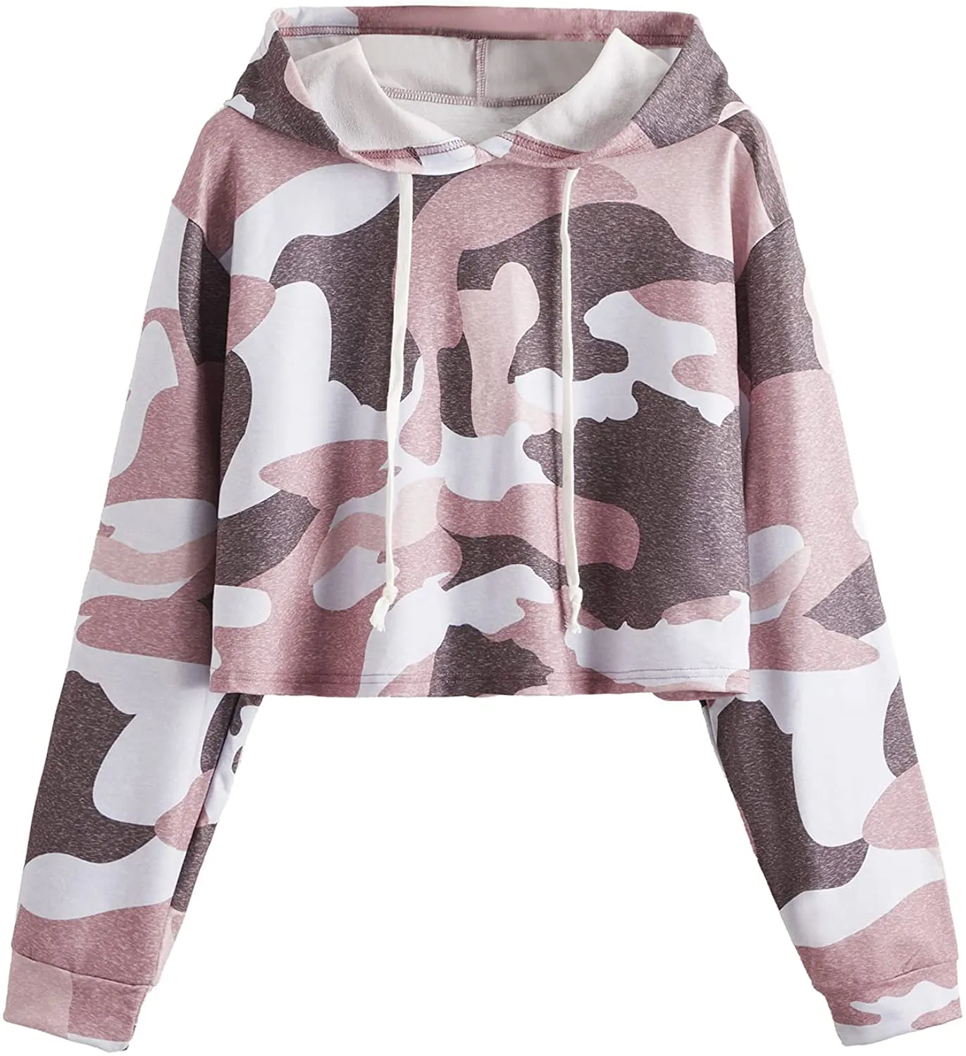 MakeMeChic Women's Camo Printed Long Sleeve Sweatshirt Crop Top Hoodies