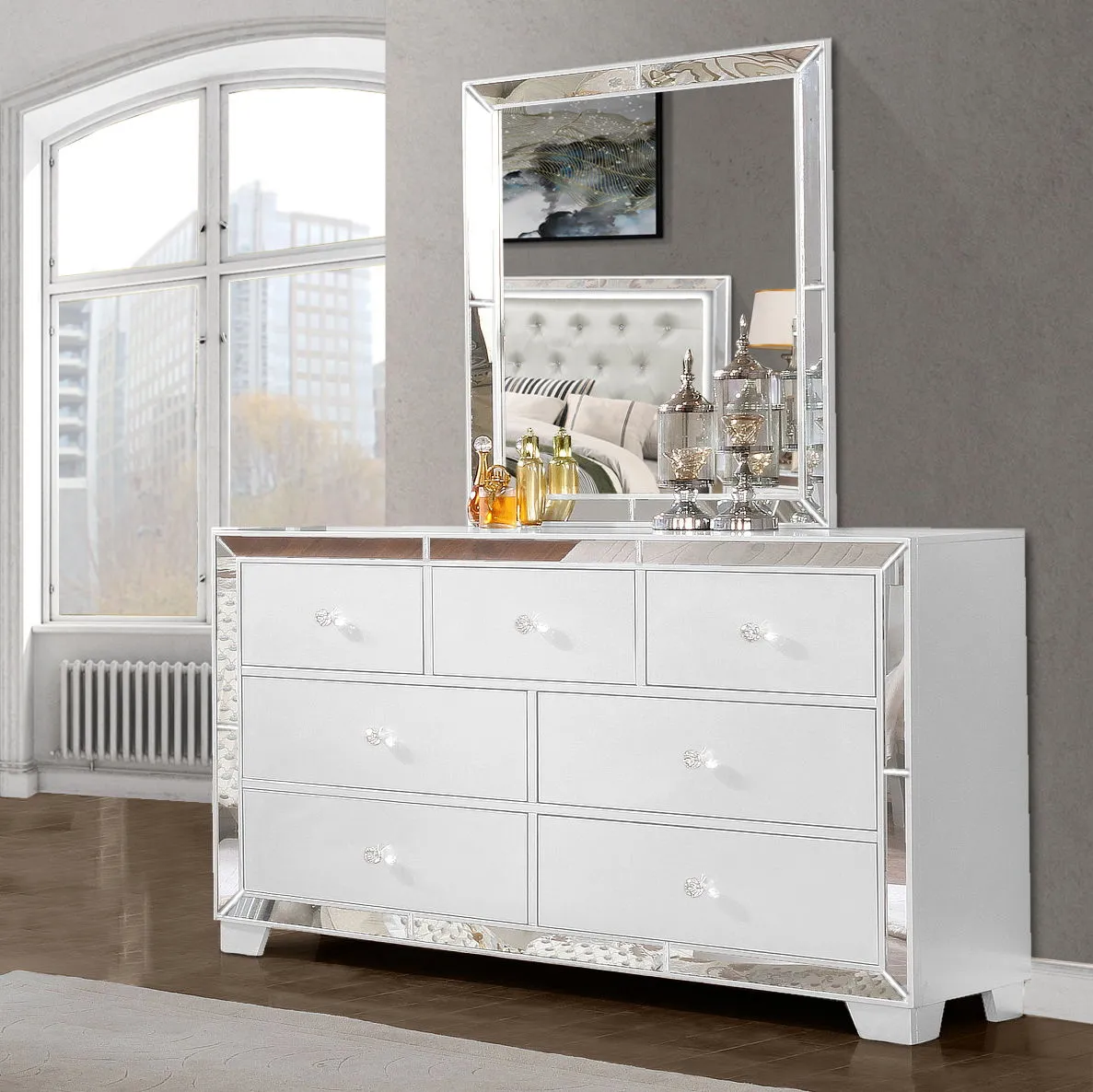 Mangaonwadi White Dresser and Mirror