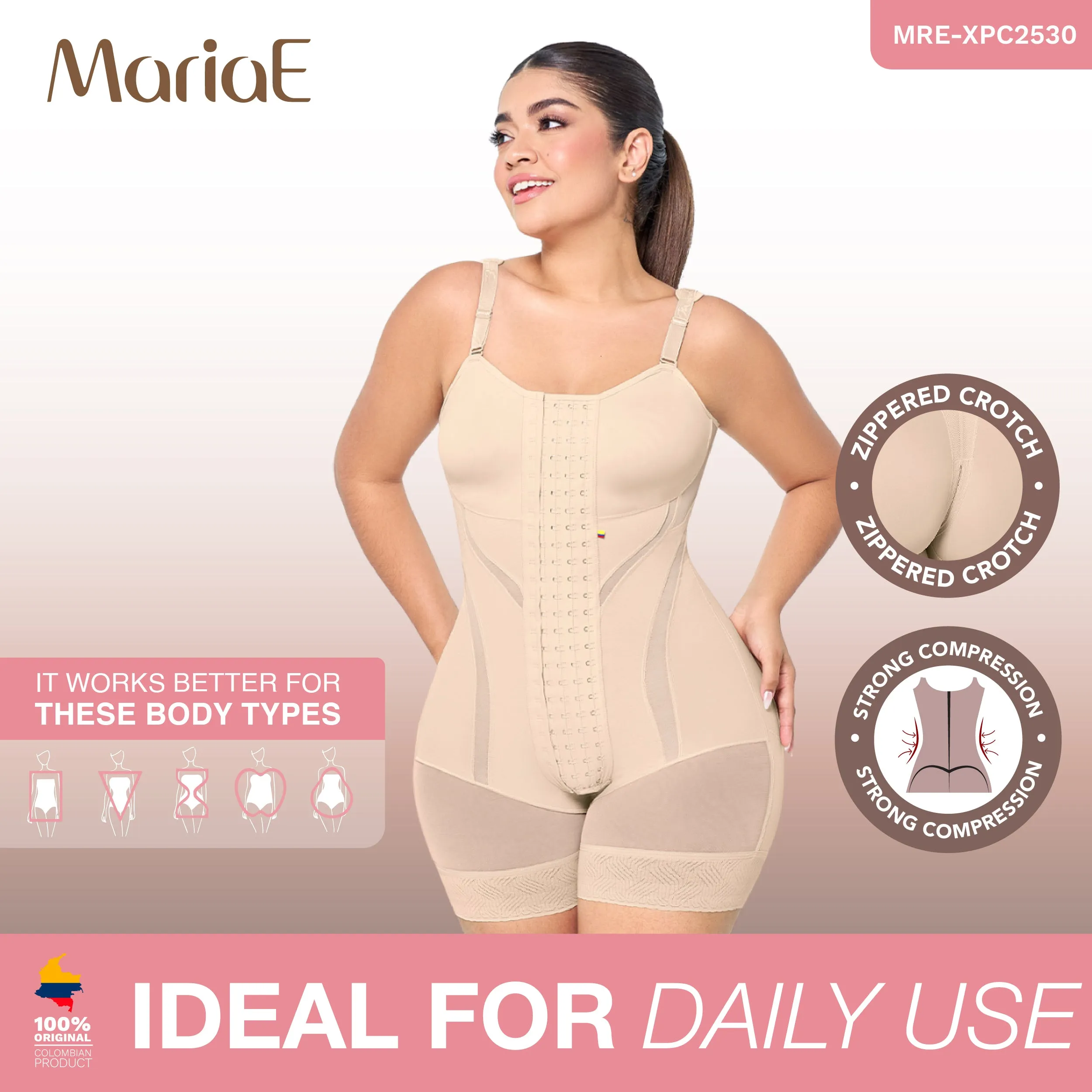 MARIAE XPC2530 Colombian Tummy Control Shapewear Bodysuit Compression Garment Fajas Colombianas