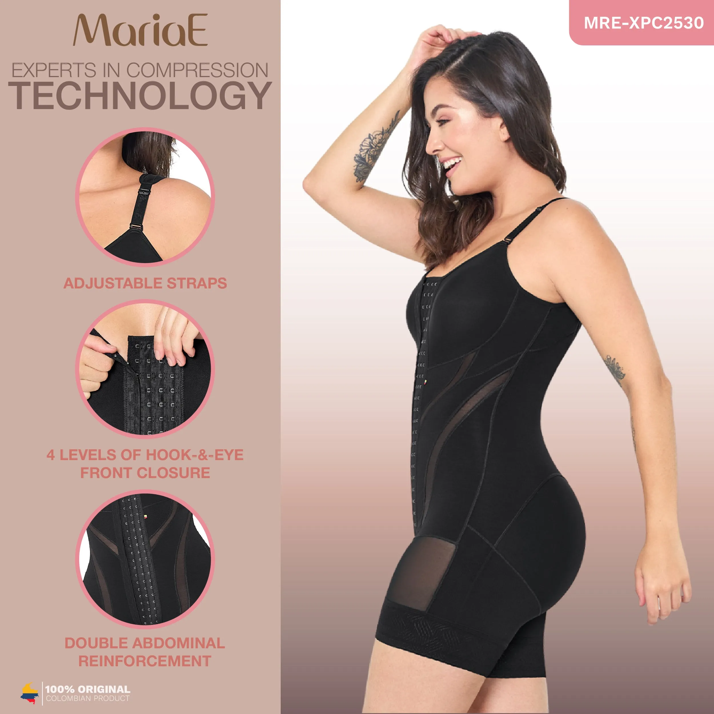 MARIAE XPC2530 Colombian Tummy Control Shapewear Bodysuit Compression Garment Fajas Colombianas