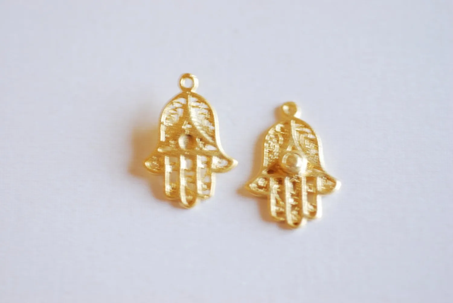 Matte Vermeil Gold Hamsa Hand- 18k gold over 925 Sterling silver hamsa hand charm, Gold Fatima Hand, hamsa hand, gold hamsa hand, 74