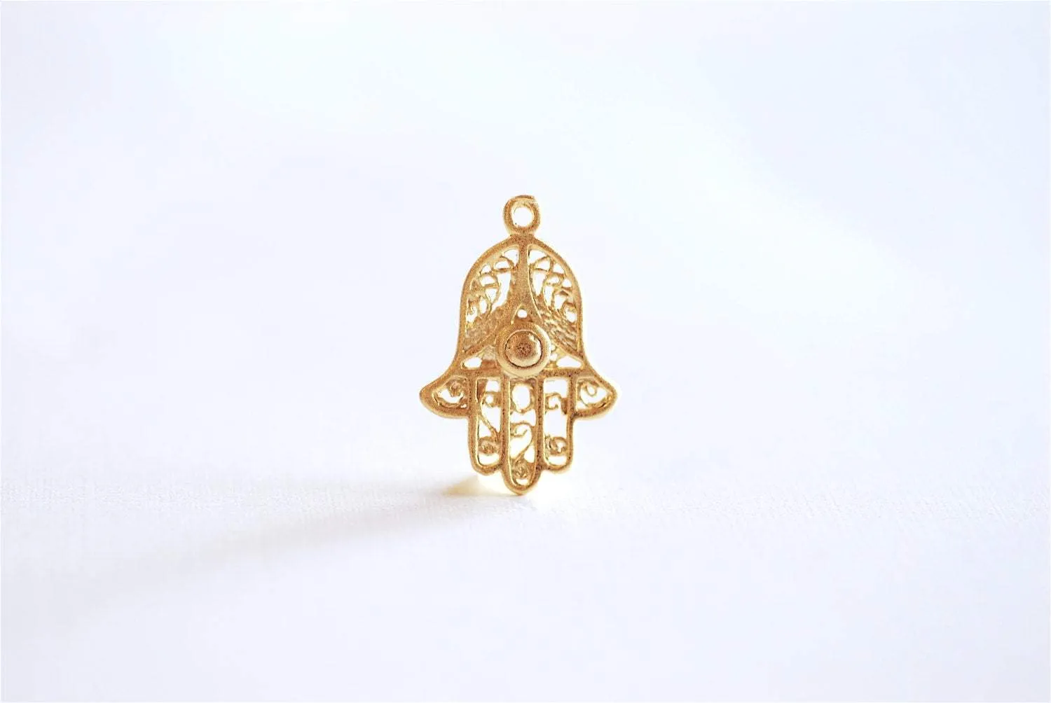 Matte Vermeil Gold Hamsa Hand- 18k gold over 925 Sterling silver hamsa hand charm, Gold Fatima Hand, hamsa hand, gold hamsa hand, 74