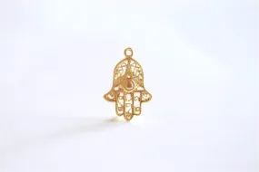 Matte Vermeil Gold Hamsa Hand- 18k gold over 925 Sterling silver hamsa hand charm, Gold Fatima Hand, hamsa hand, gold hamsa hand, 74