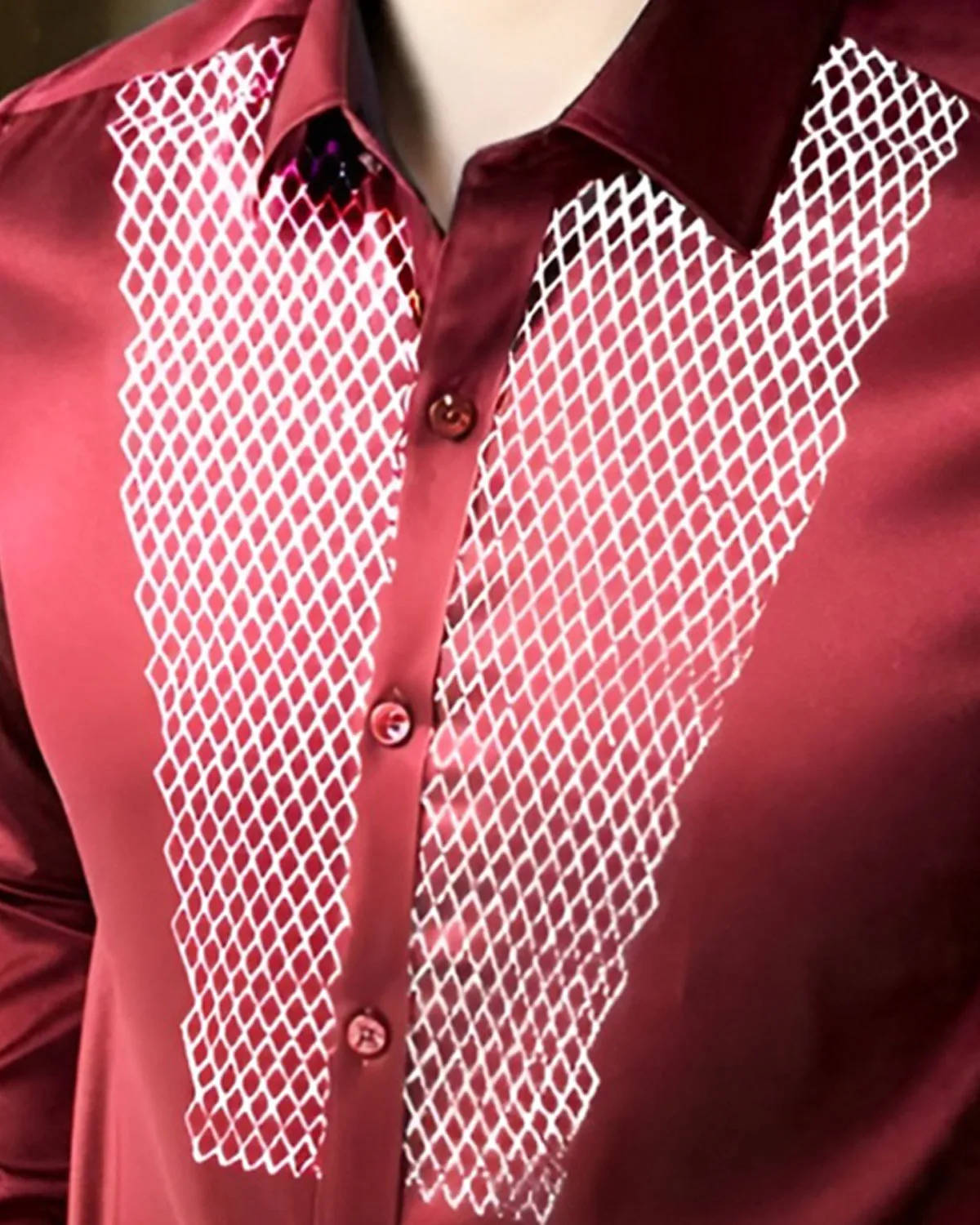 Men PREMIUM QUALITY Printed Red Party Wear Shirt