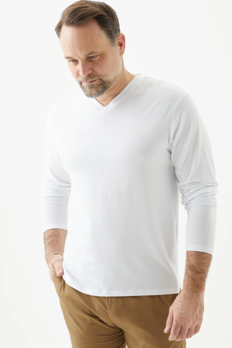 Men's Bamboo Cotton Long-Sleeve Vneck Tee-All Sales Final