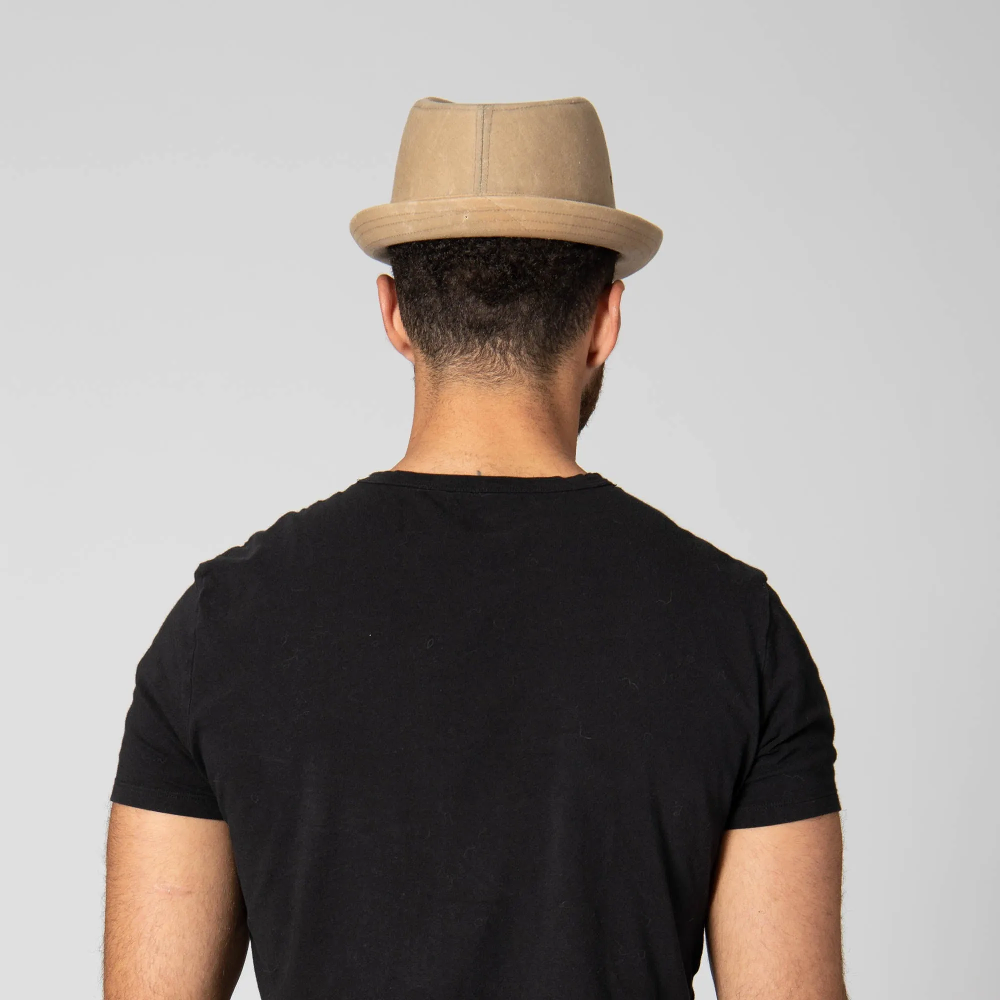 Mens Cut and Sew Waxed Cotton Stingy Brim Fedora