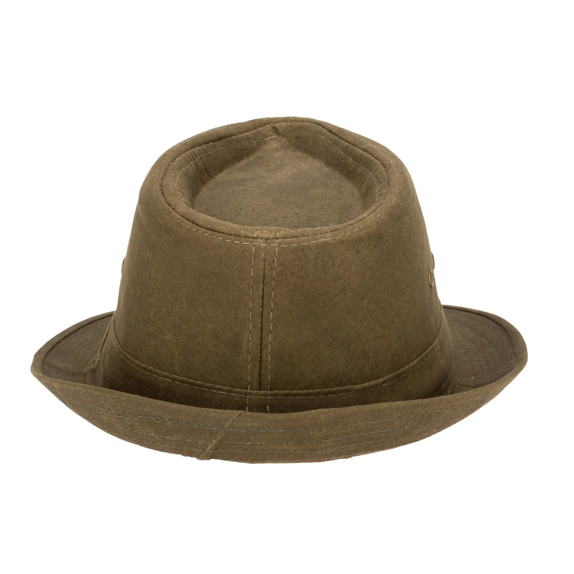 Mens Cut and Sew Waxed Cotton Stingy Brim Fedora