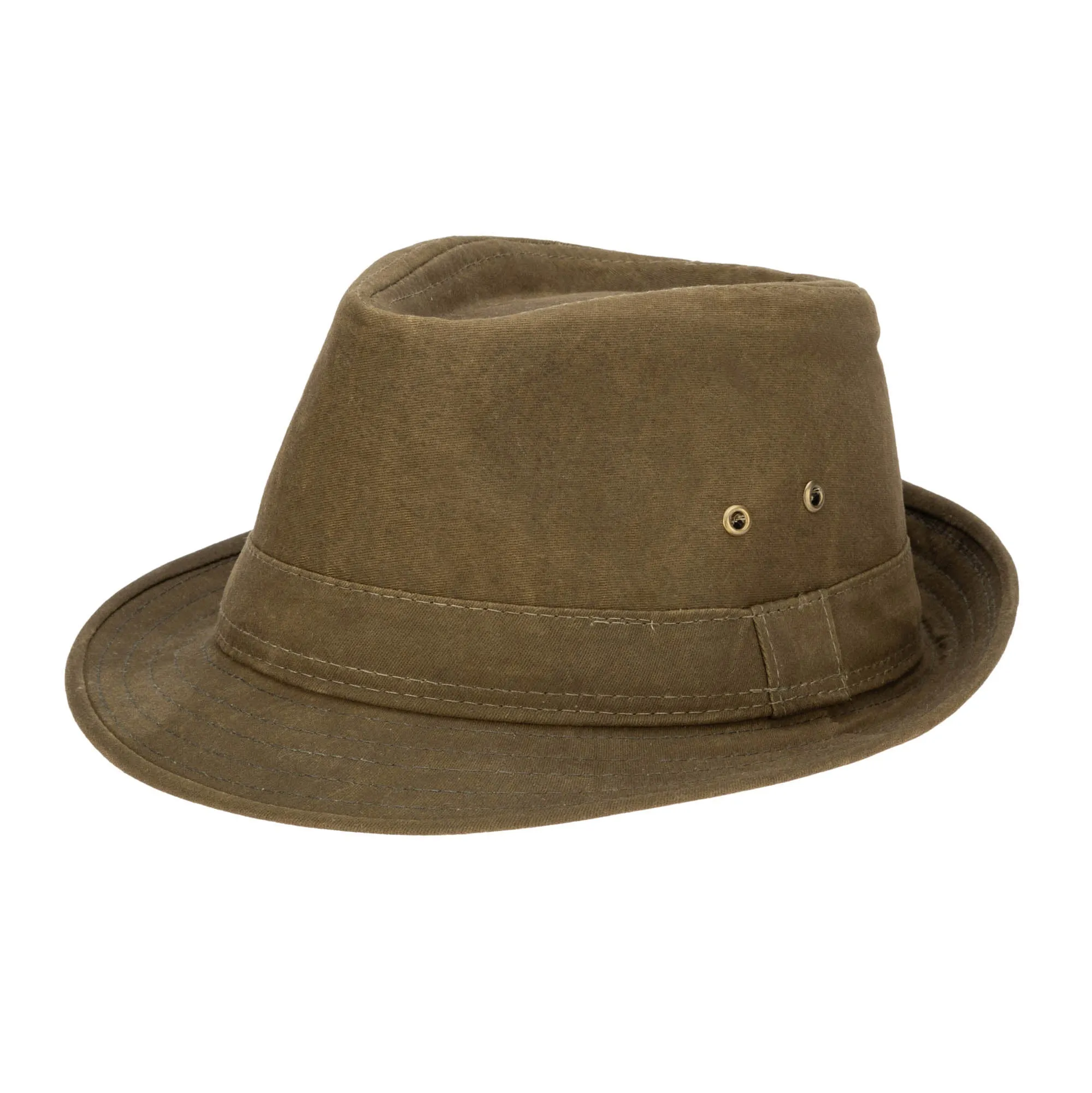 Mens Cut and Sew Waxed Cotton Stingy Brim Fedora