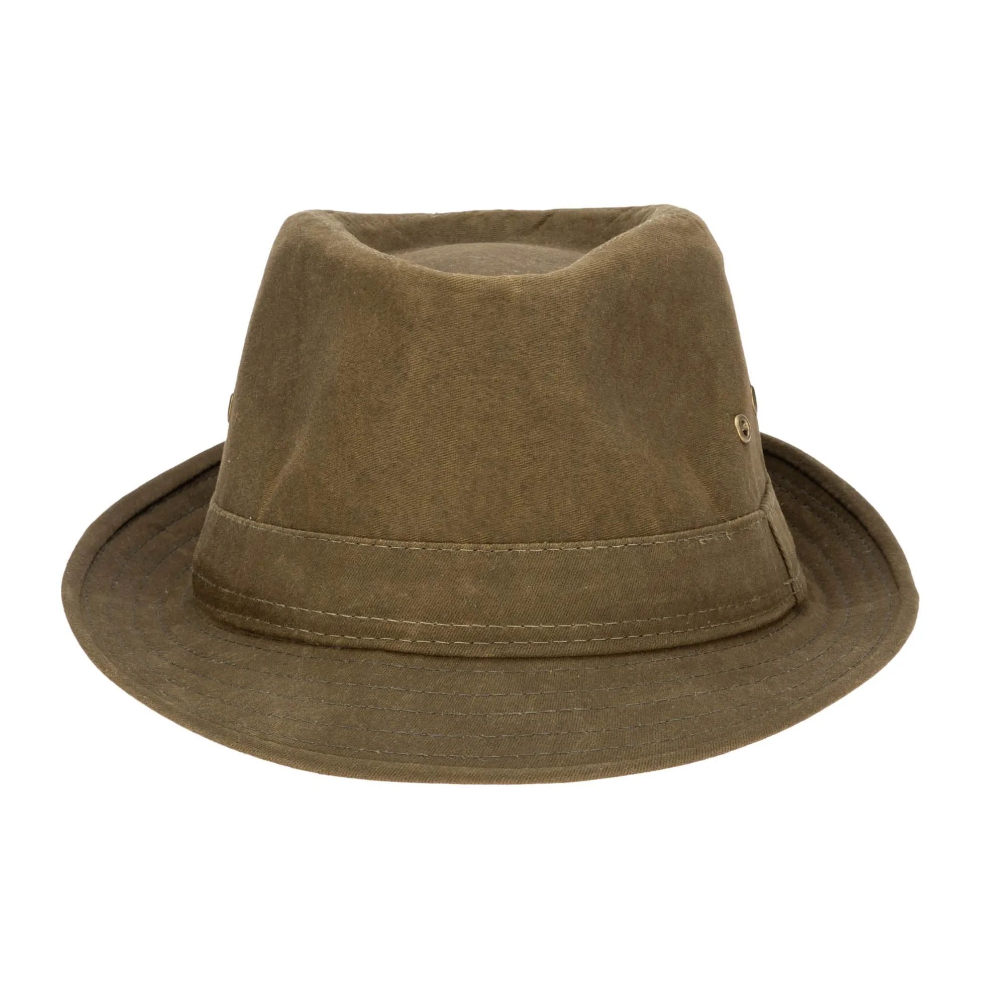 Mens Cut and Sew Waxed Cotton Stingy Brim Fedora