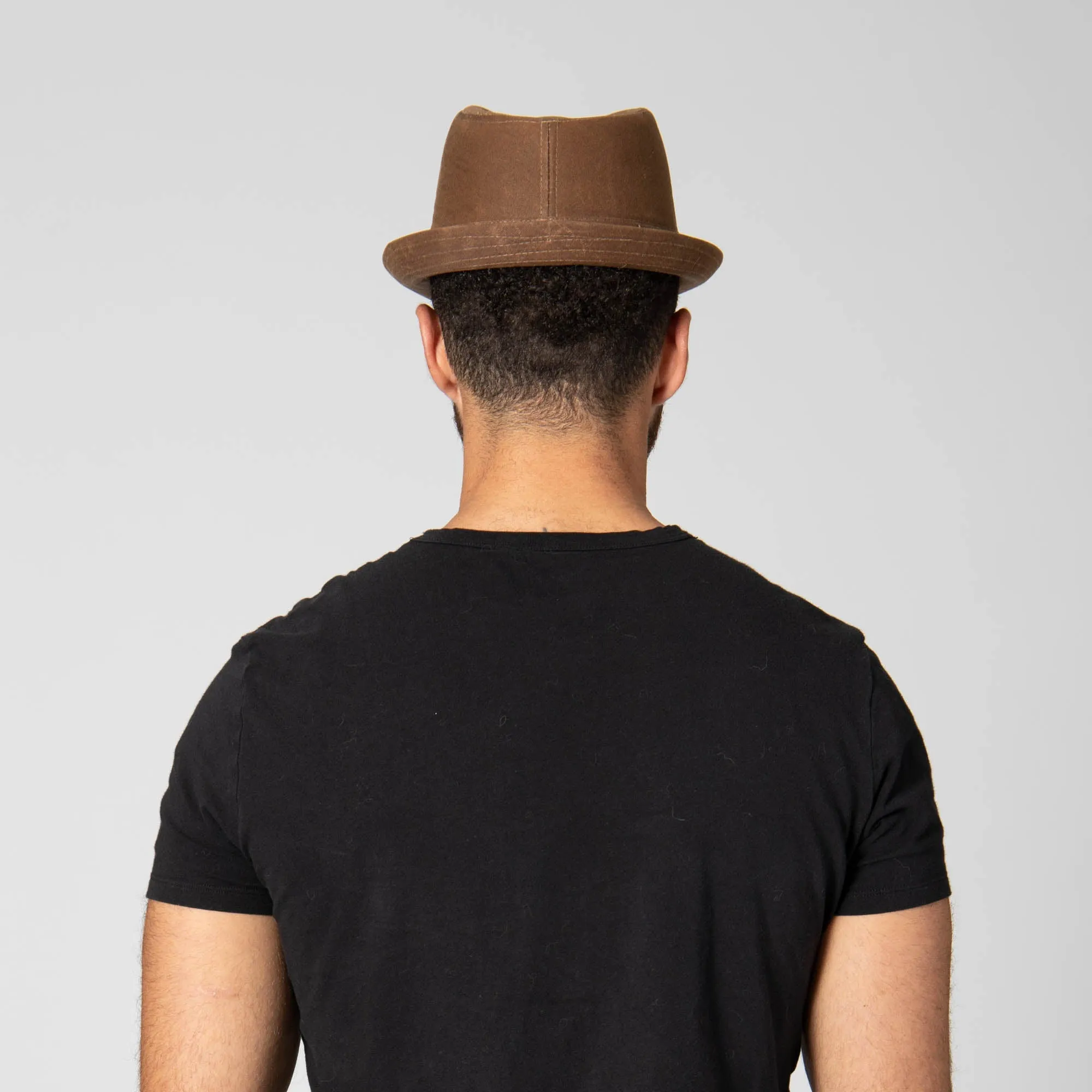 Mens Cut and Sew Waxed Cotton Stingy Brim Fedora