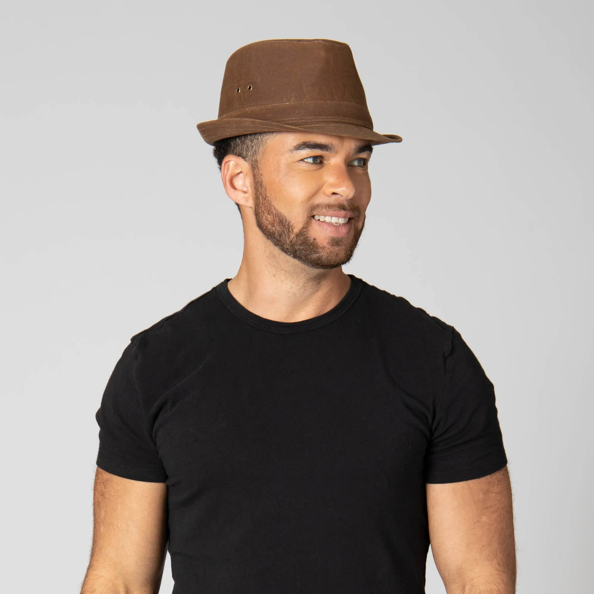 Mens Cut and Sew Waxed Cotton Stingy Brim Fedora