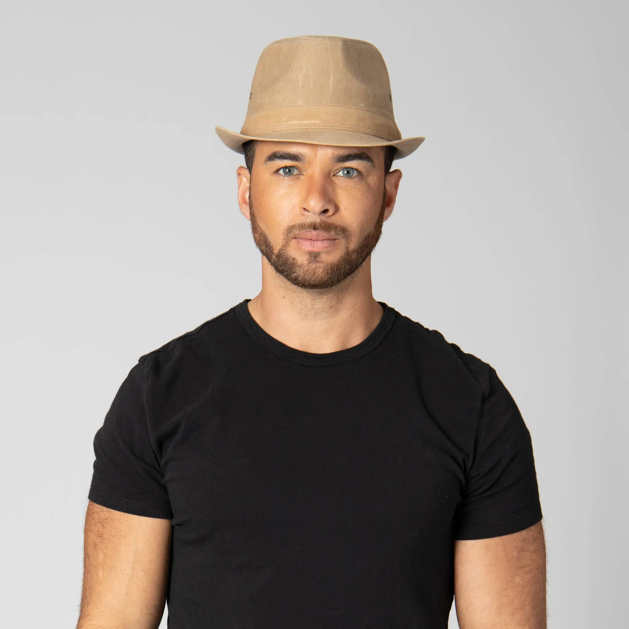 Mens Cut and Sew Waxed Cotton Stingy Brim Fedora