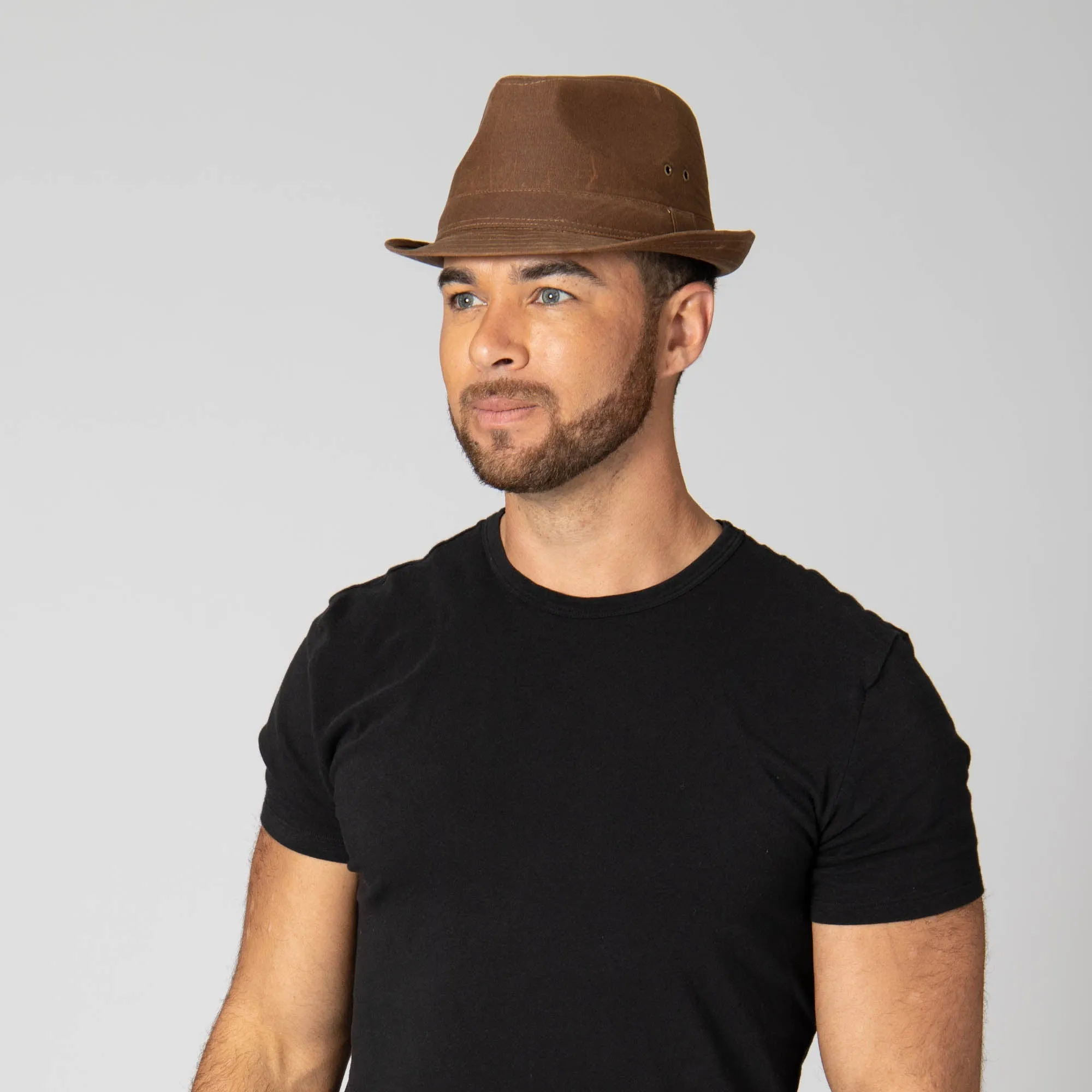 Mens Cut and Sew Waxed Cotton Stingy Brim Fedora