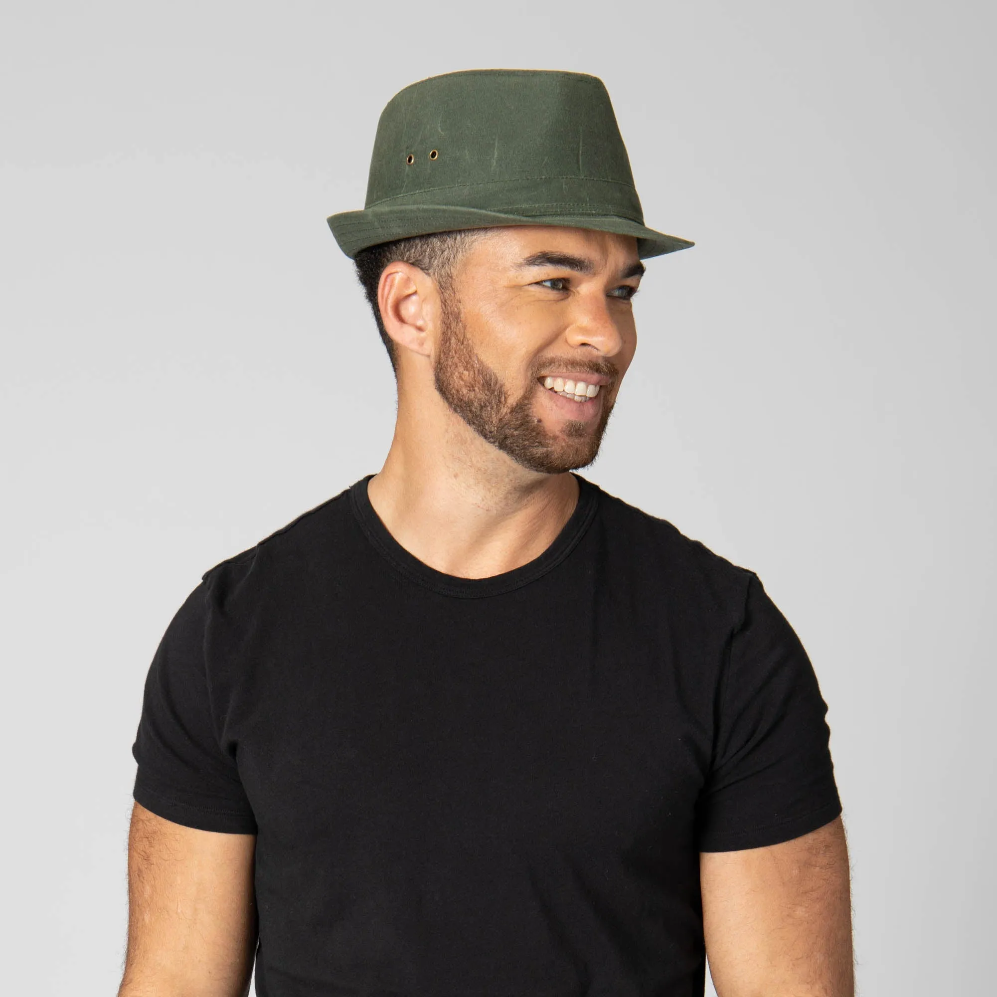 Mens Cut and Sew Waxed Cotton Stingy Brim Fedora