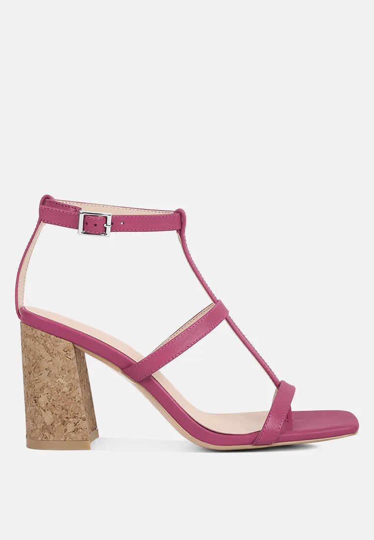 MIRABELLA Open Square Toe Block Heel Sandals in Fuchsia