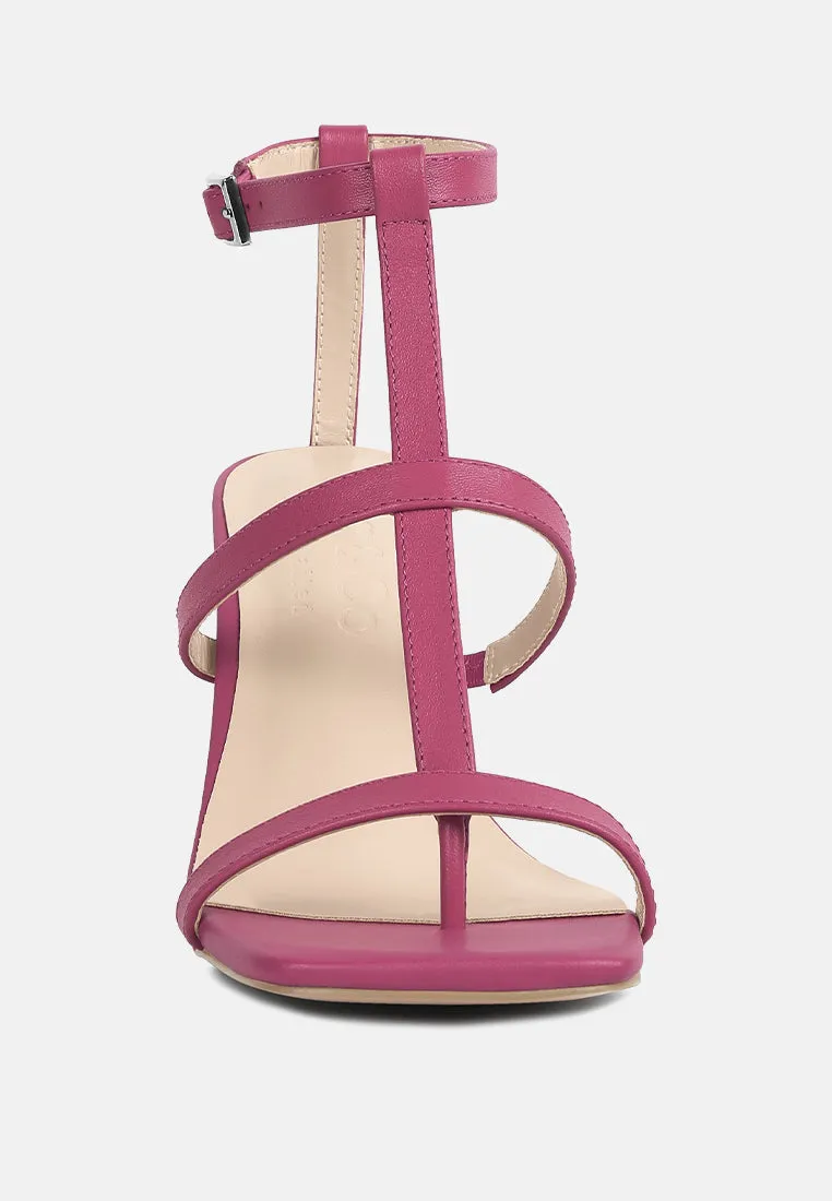 MIRABELLA Open Square Toe Block Heel Sandals in Fuchsia