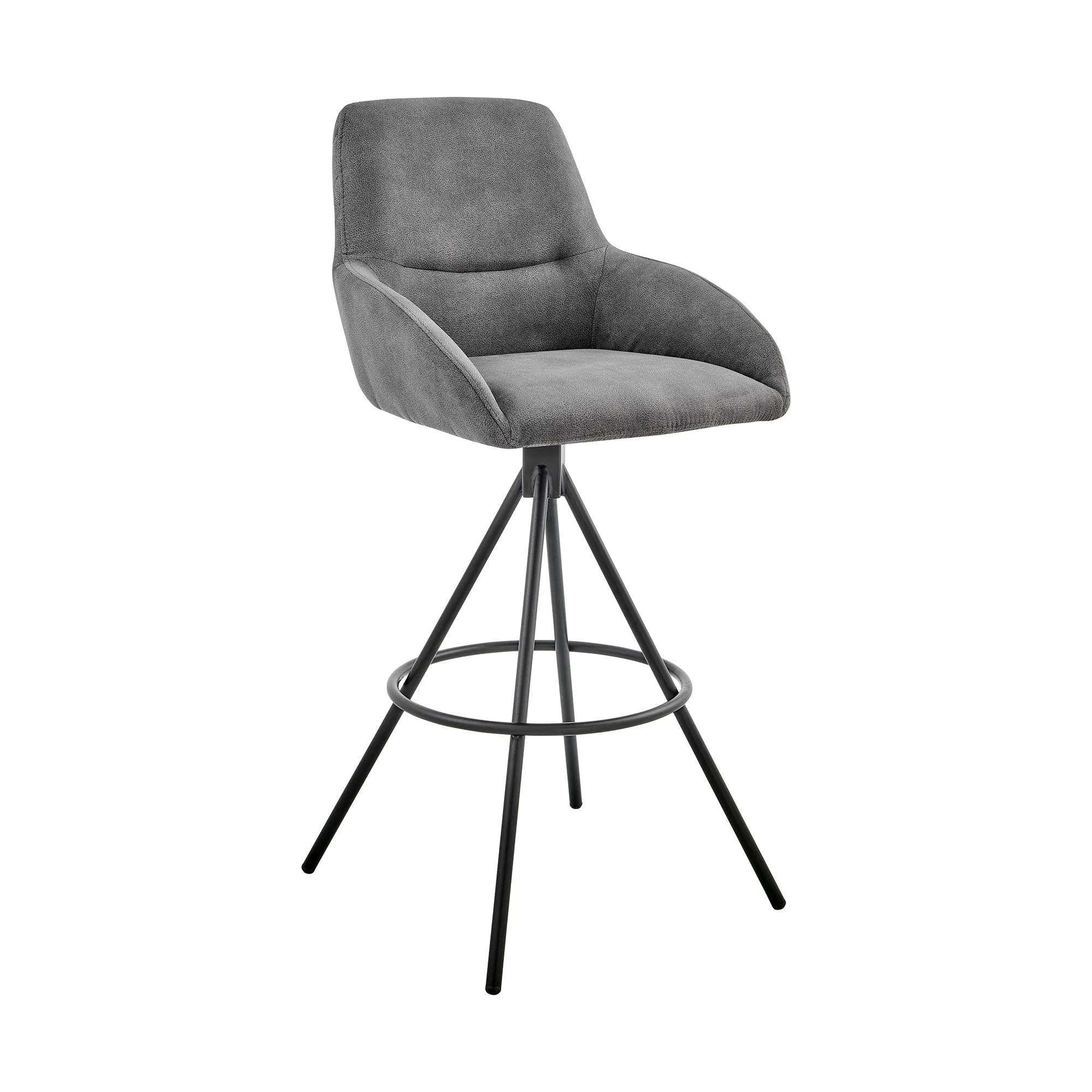 Odessa 26 Counter Height Bar Stool in Charcoal Fabric and Black Finish