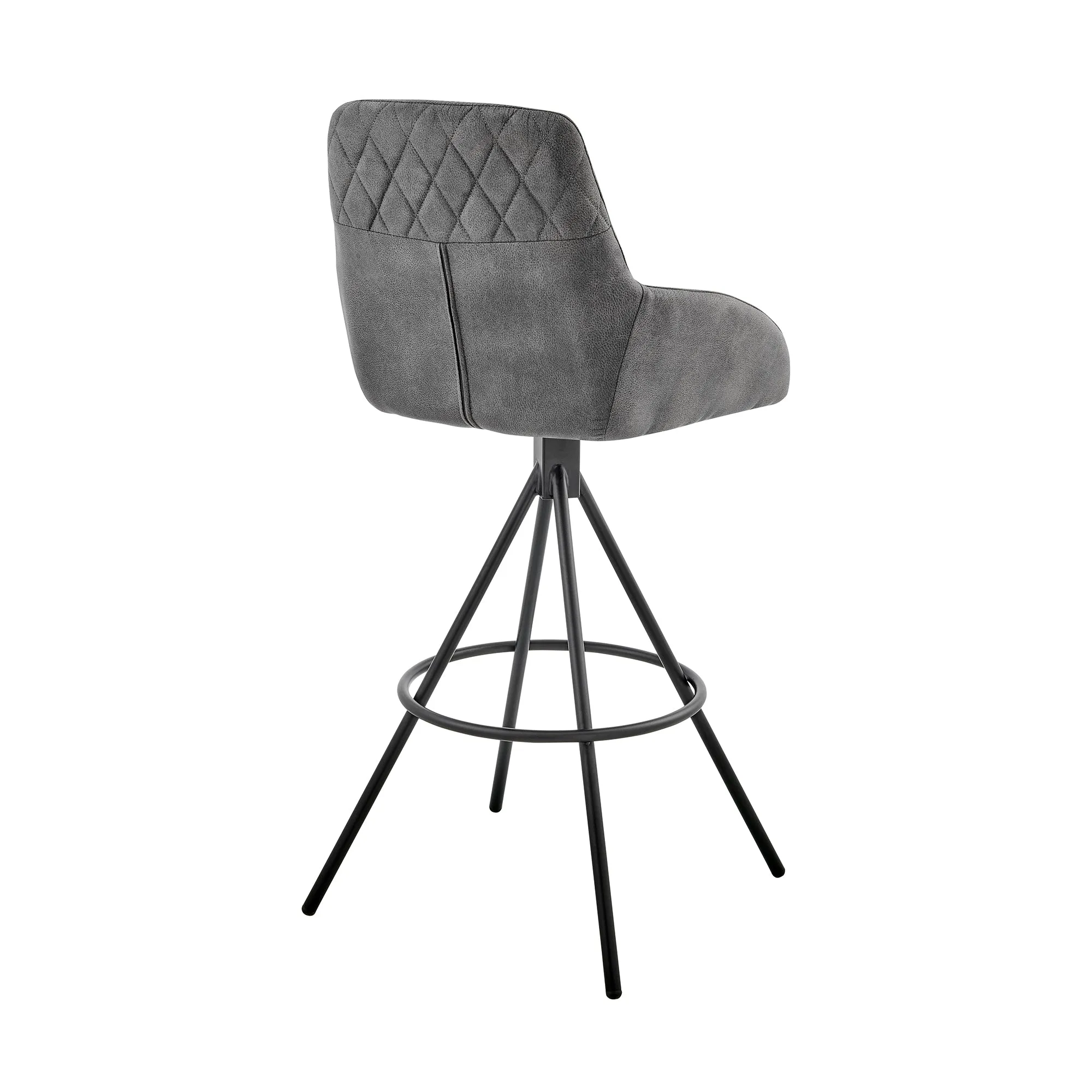 Odessa 26 Counter Height Bar Stool in Charcoal Fabric and Black Finish