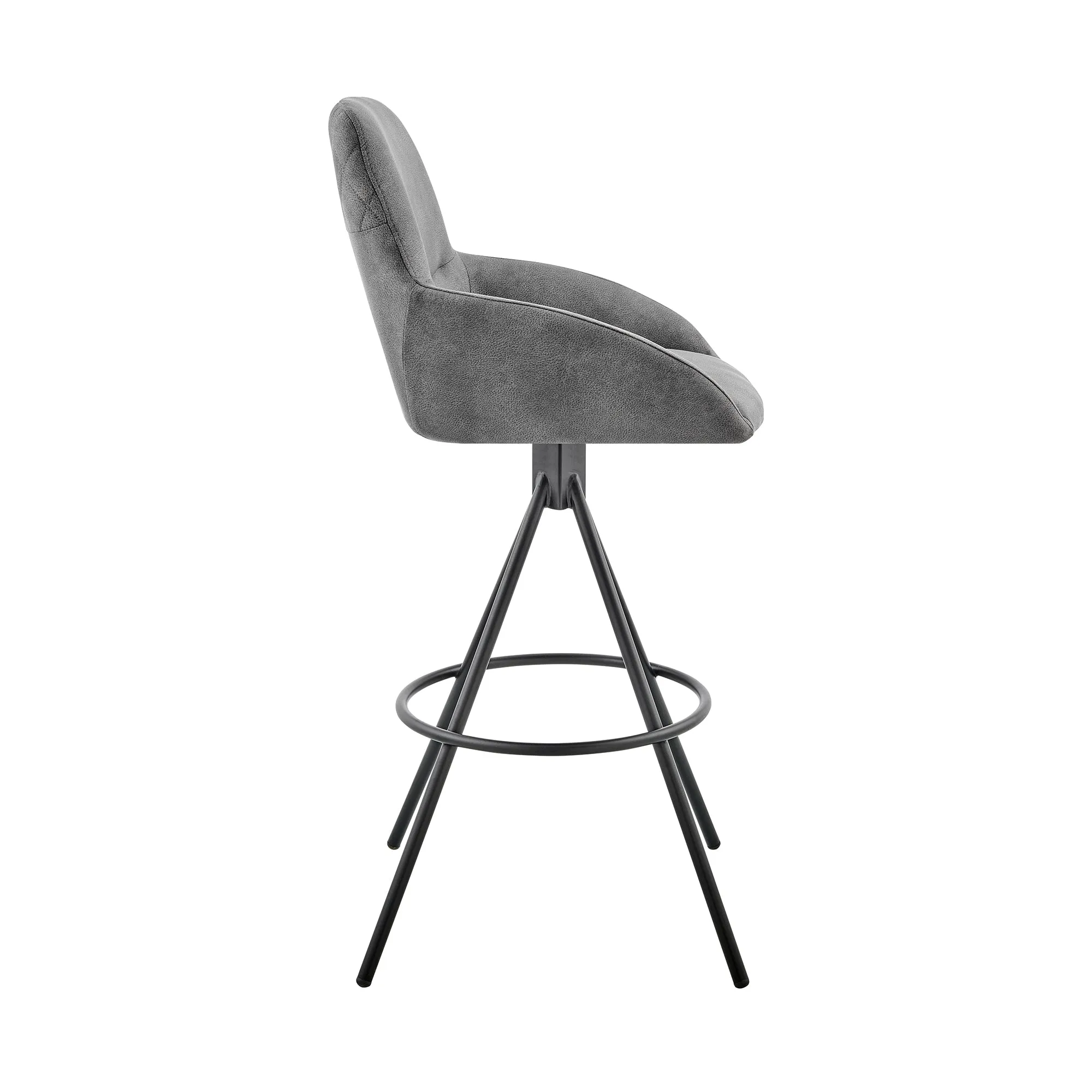 Odessa 26 Counter Height Bar Stool in Charcoal Fabric and Black Finish