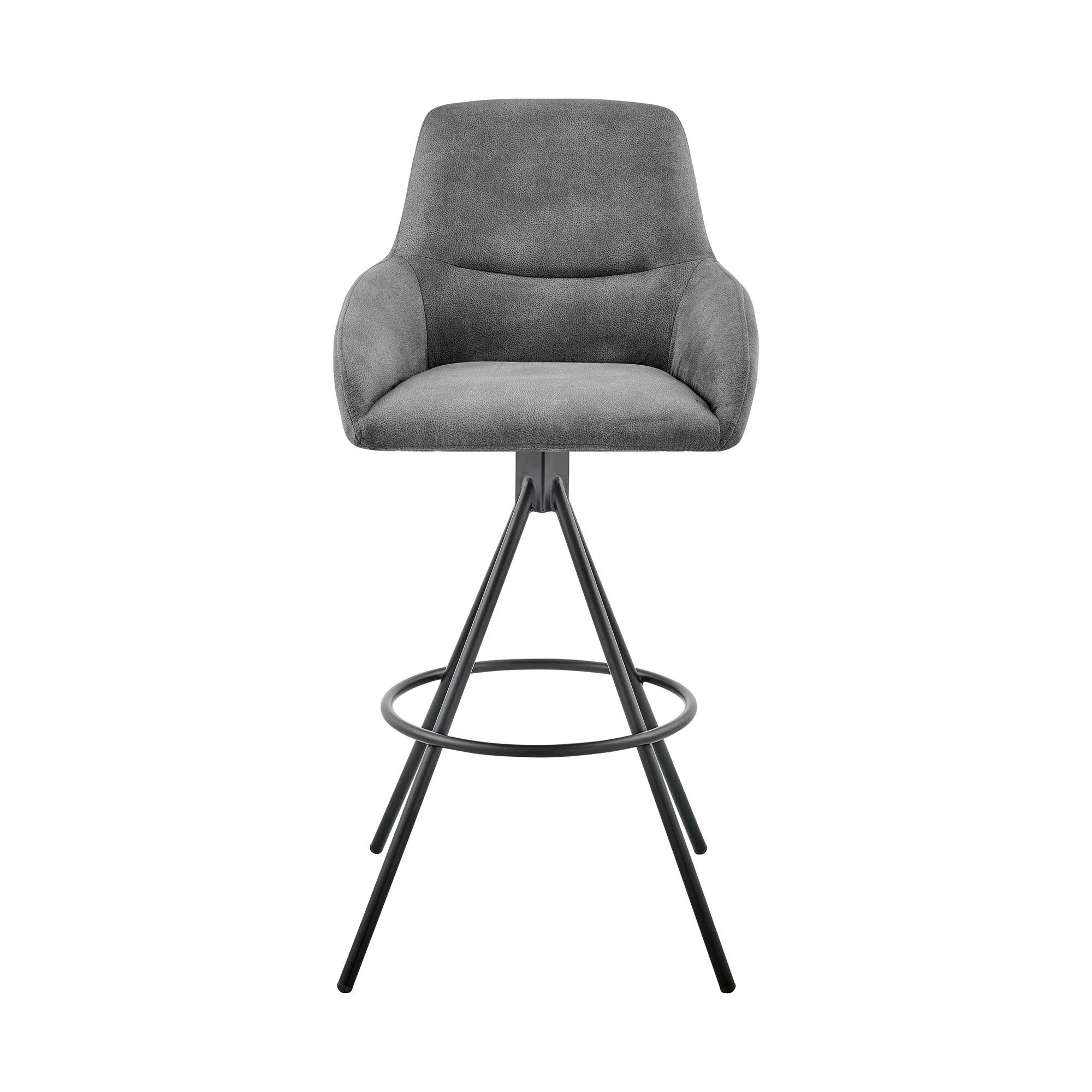 Odessa 26 Counter Height Bar Stool in Charcoal Fabric and Black Finish