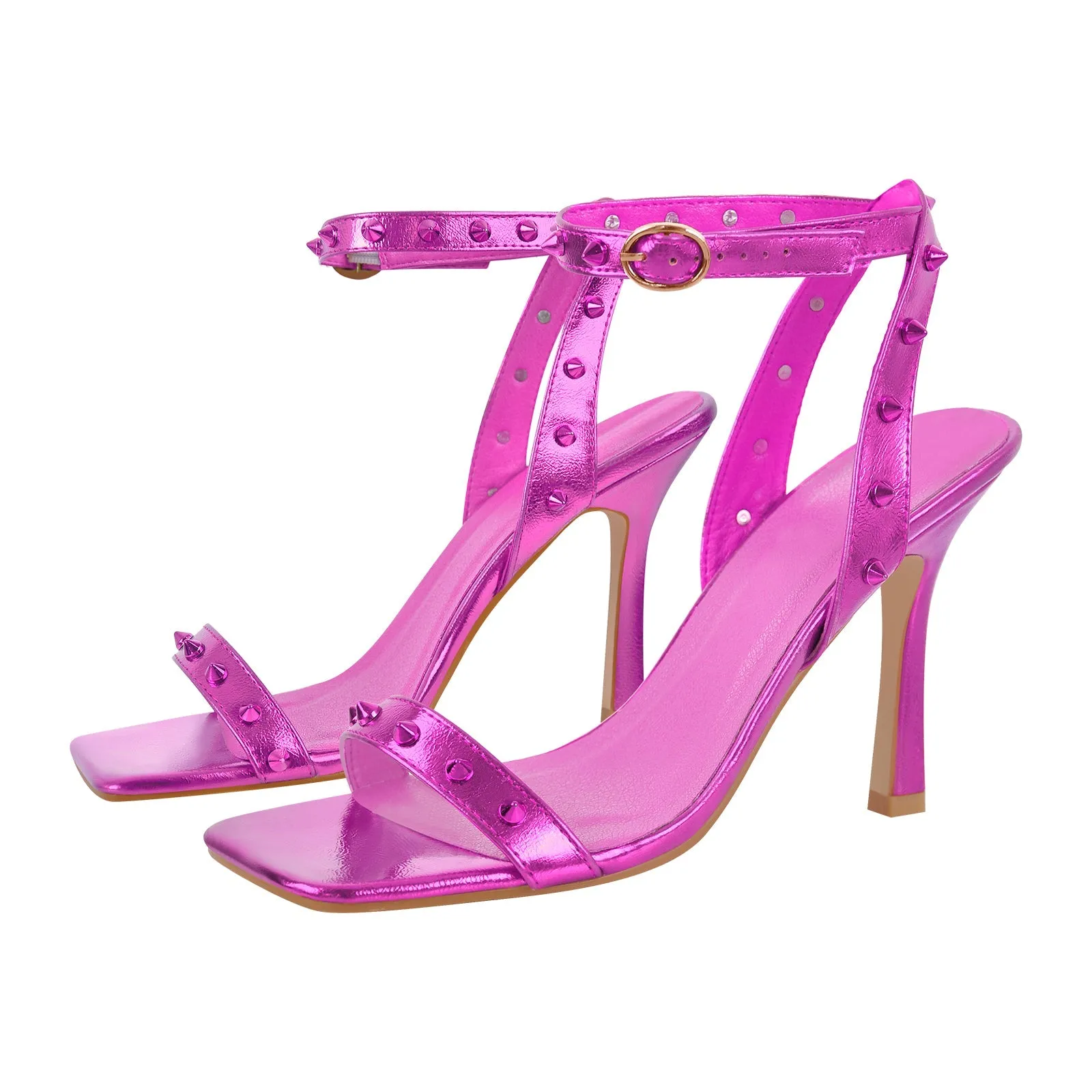 Onlymaker Sandals Rivet Ankle Strap Heels