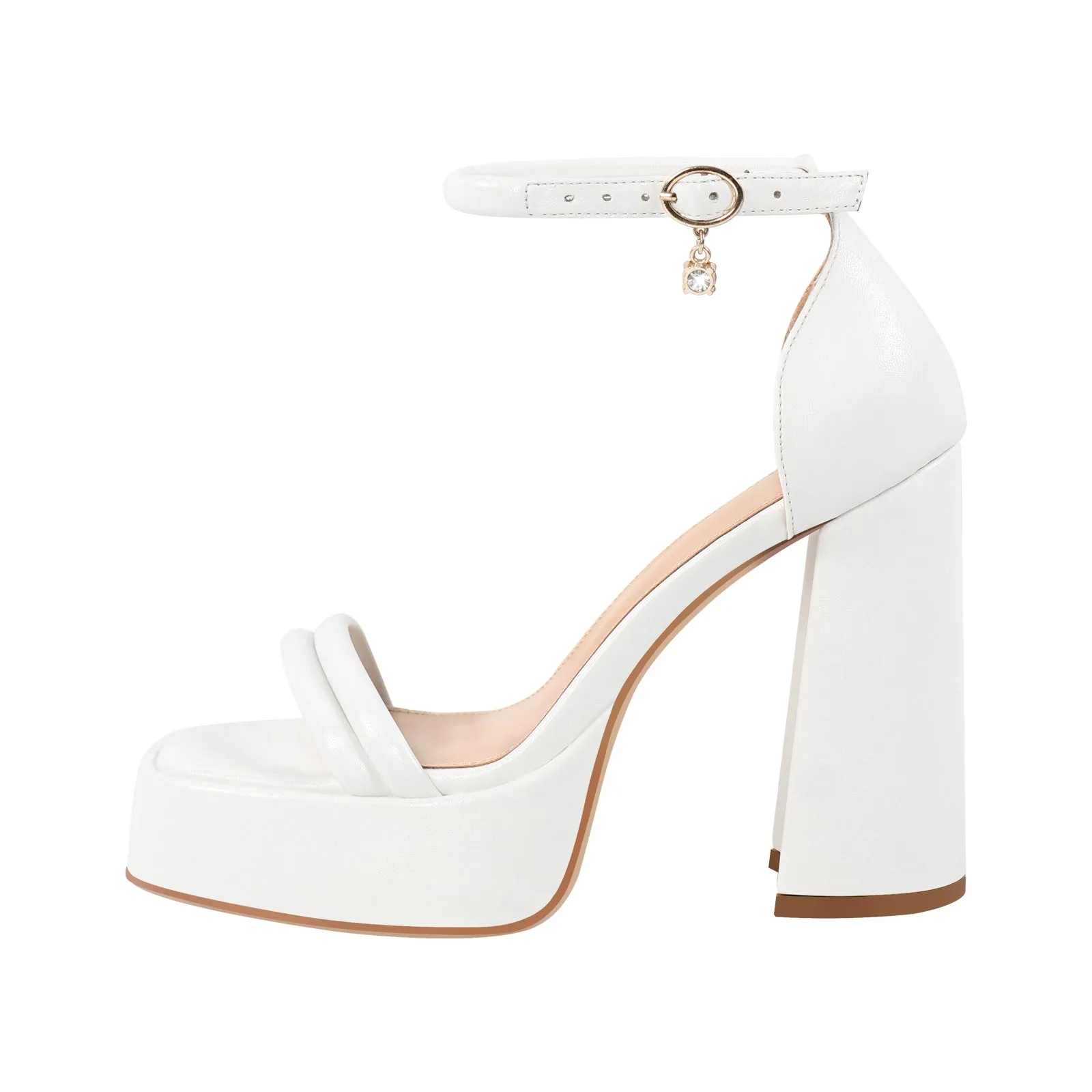 Open Toe Chunky Heel Ankle Strap Platform Sandals