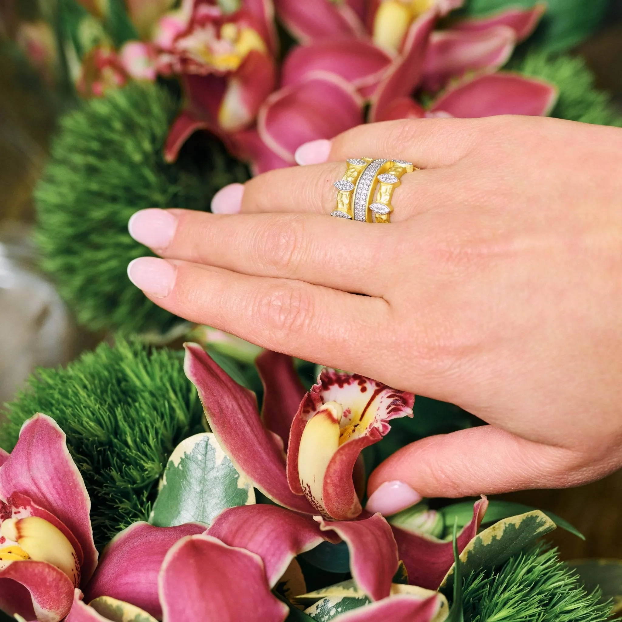 Petals in Bloom Textured 3-Stack Ring