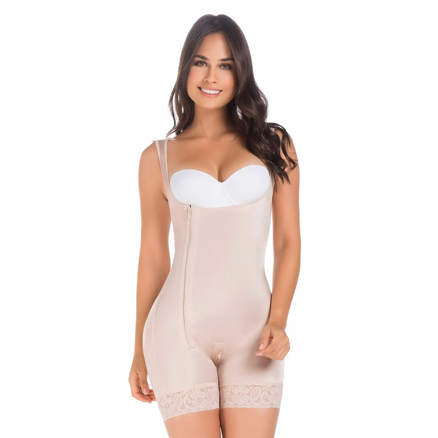 Postpartum C-Section Open bust, Zippered crotch, Low compression Fajas MariaE FU111