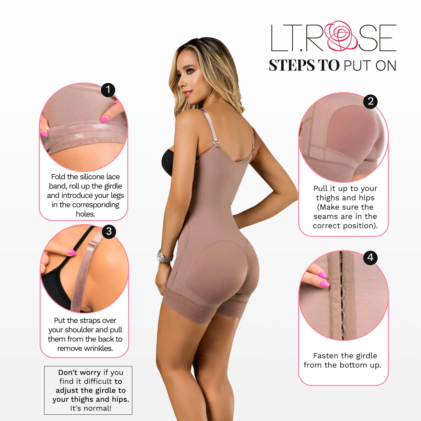 Postpartum Girdle Open Bust Mid Thigh & Butt Lifter Body Shaper Fajas Laty Rose 21113