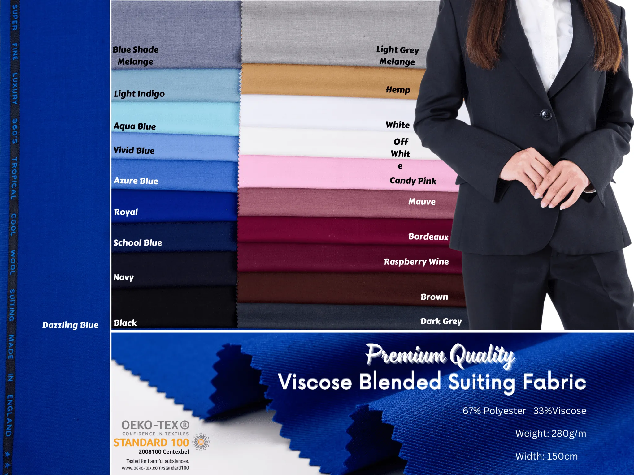 Premium Quality Viscose Blended Suiting Fabric