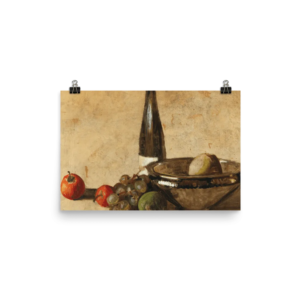 "Still life with wine bottle and fruit" Art Print