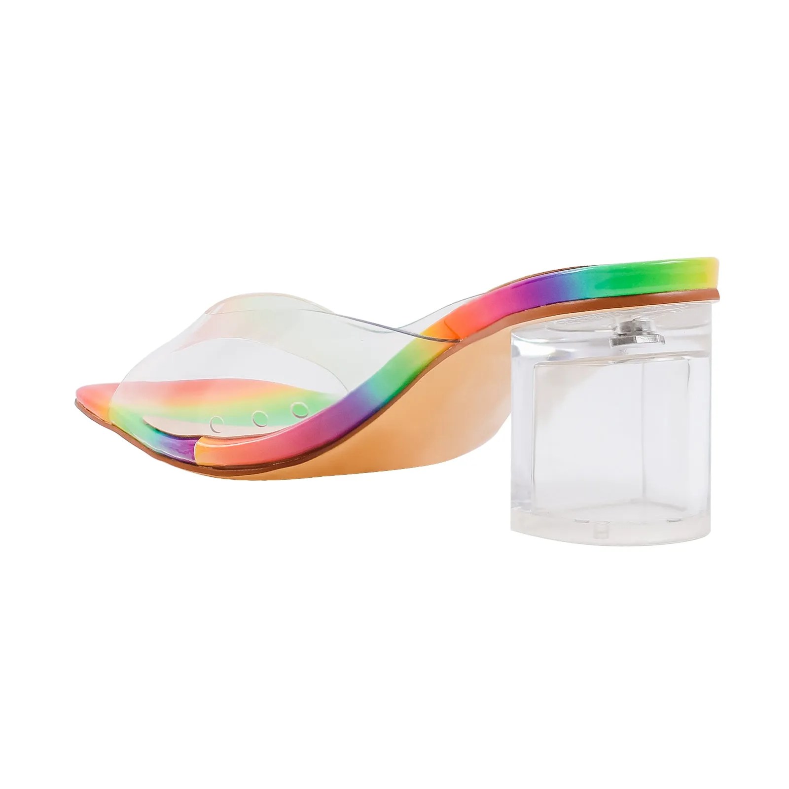 Rainbow Sandals Transparent Chunky Heel